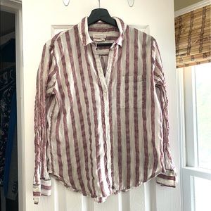 Crinkle cotton button down shirt